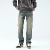 Fashionable and youthful American high street jeans for men # Slimming and form-fitting straight-leg trousers with a sense of design, high-end men's wear details Picture